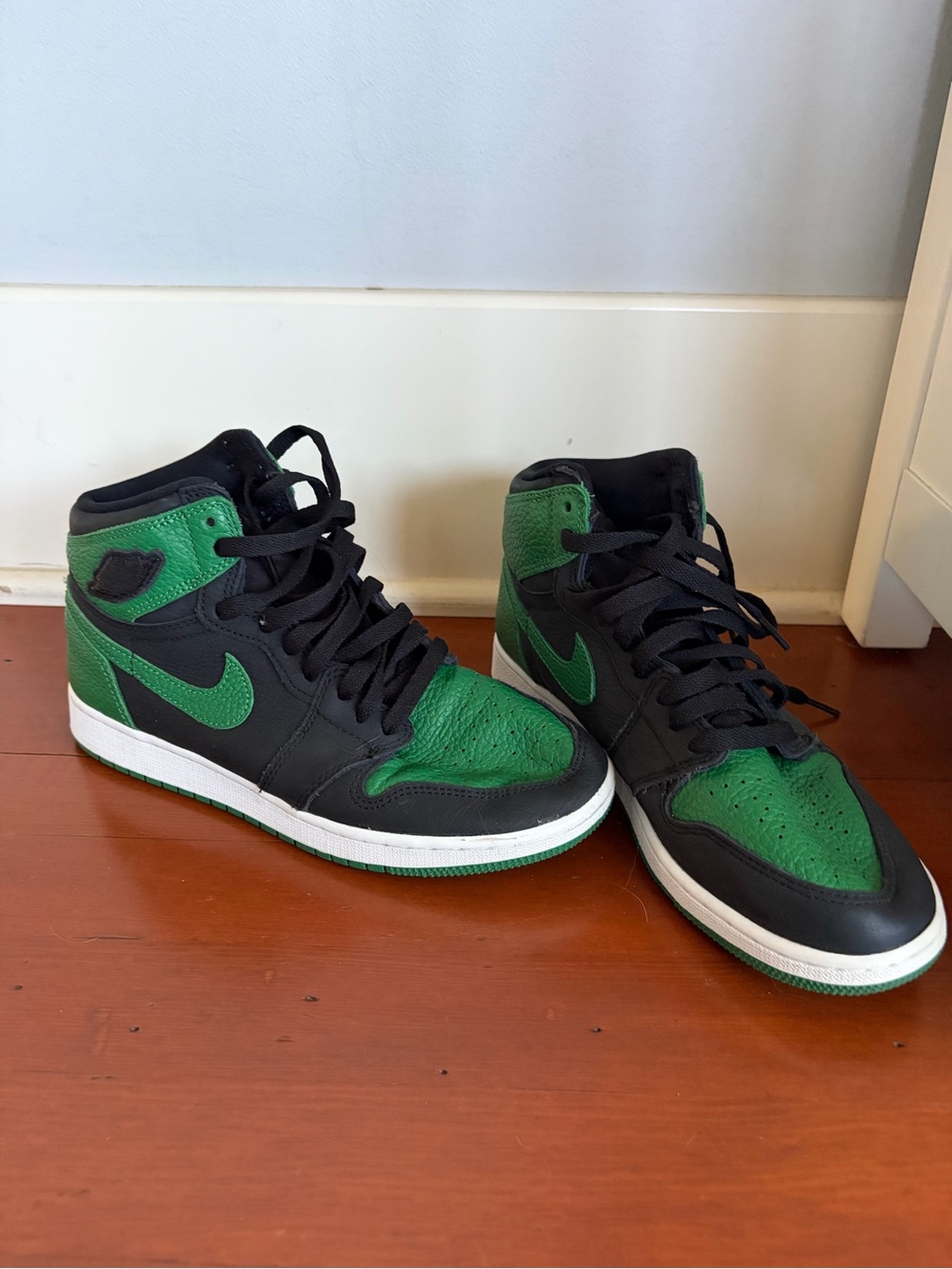 Black and Green High-Top Sneakers - Nike Air Jordan Style